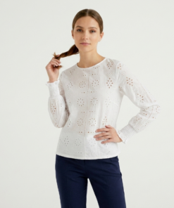 ART 2656: BLUSA BRODERIE MANGA LARGA IMPORTADO