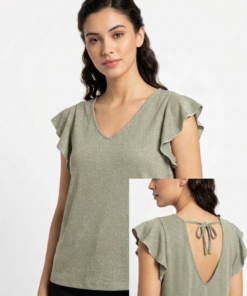 ART 2686: BLUSA CON BRILLO MANGA VOLADO